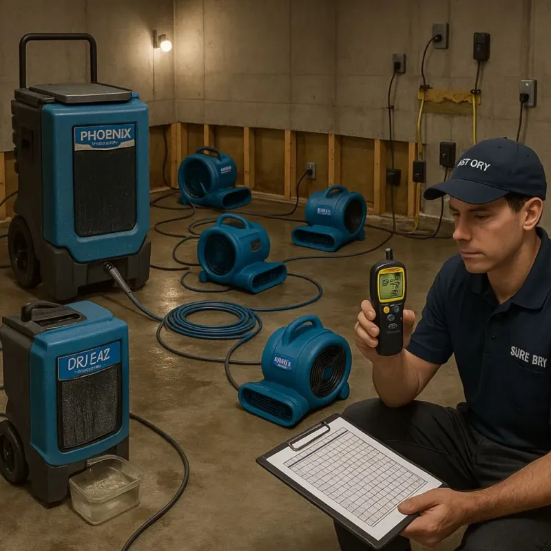 Structural Drying and Dehumidification process in West Sacramento, CA